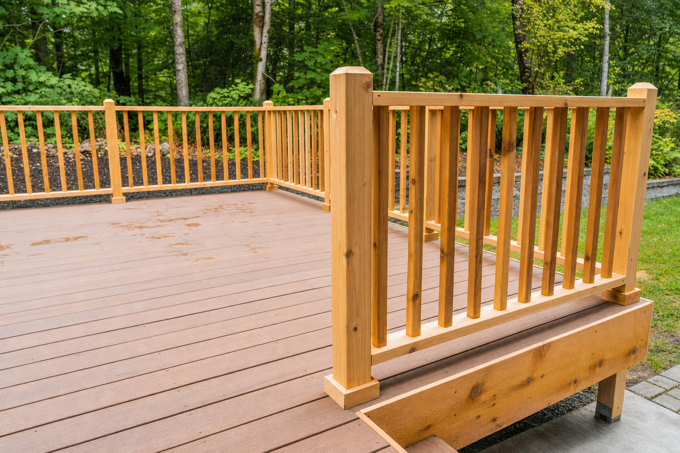 Cedar wood deck construction